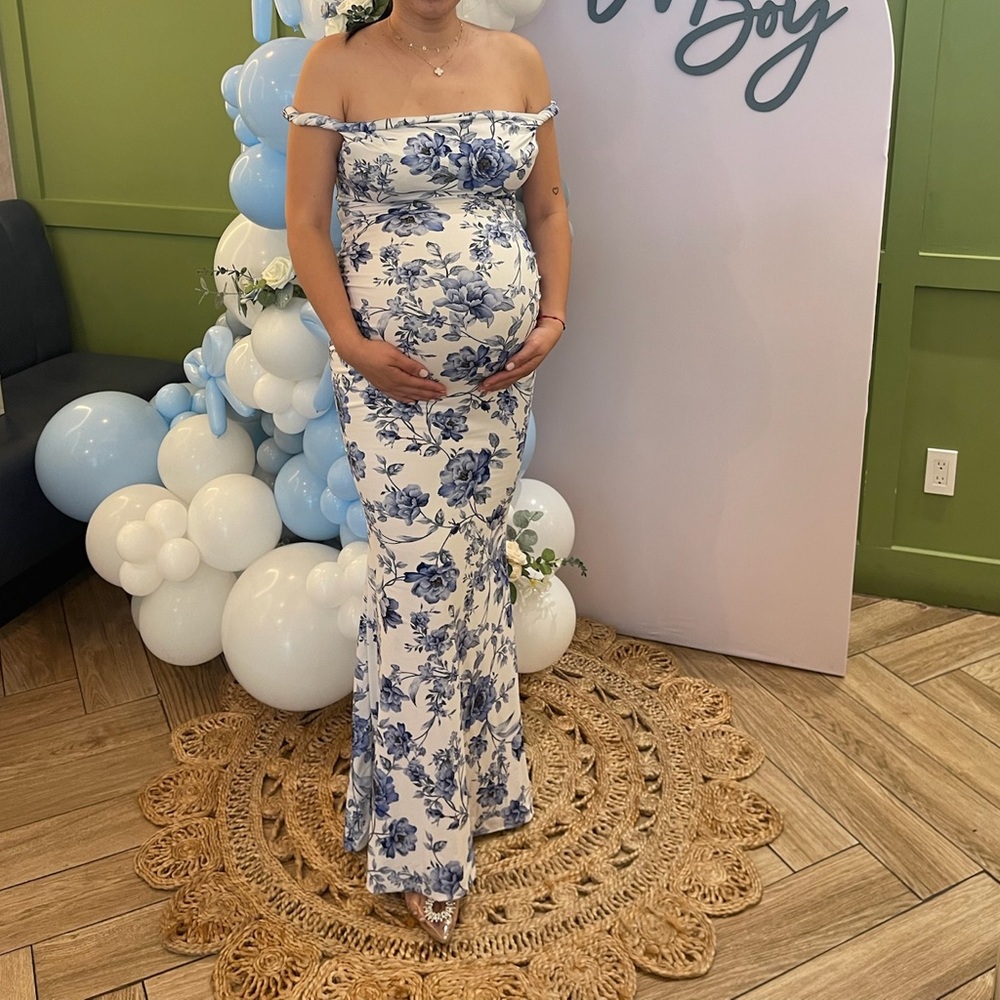Club L London Blue Floral Maxi Dress
